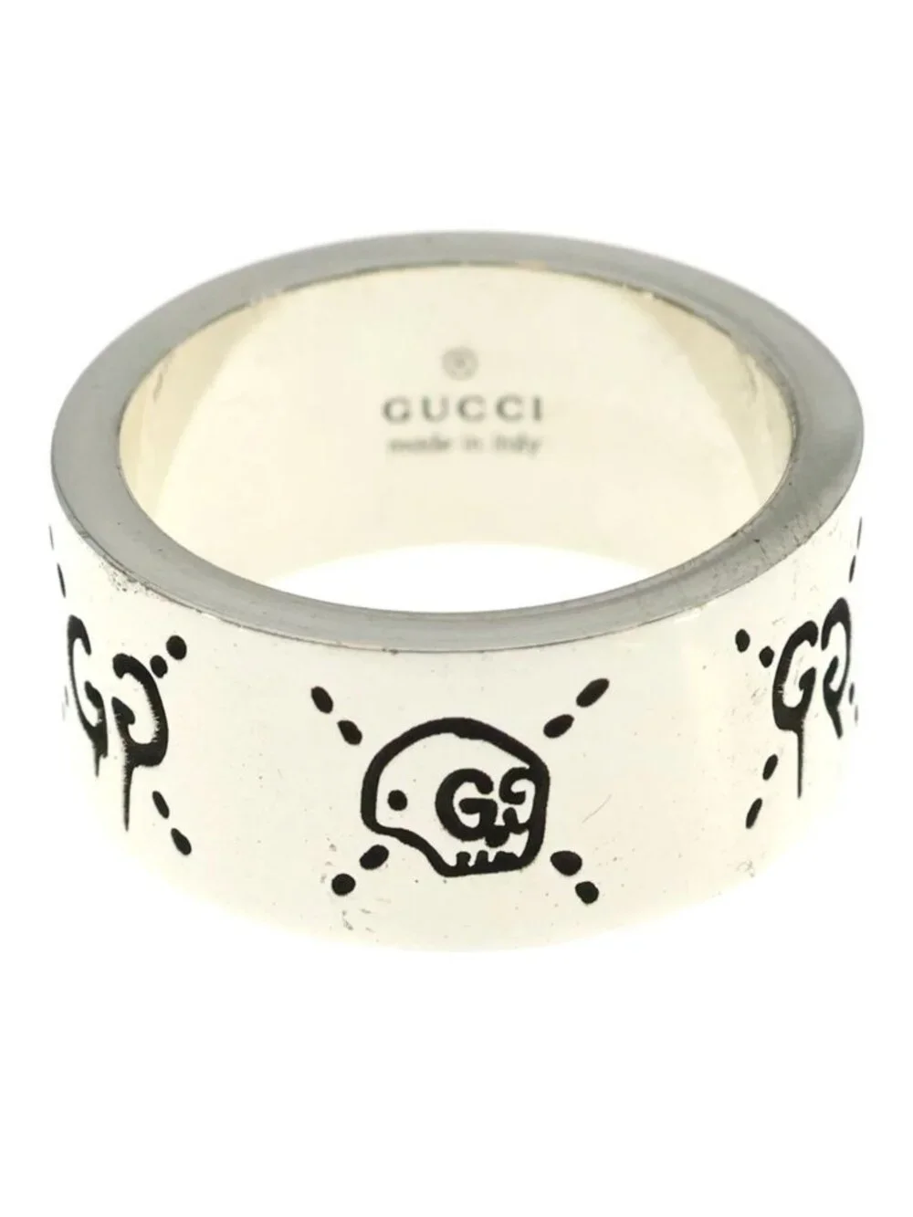 Gucci Ghost GG Ring Skull Silver